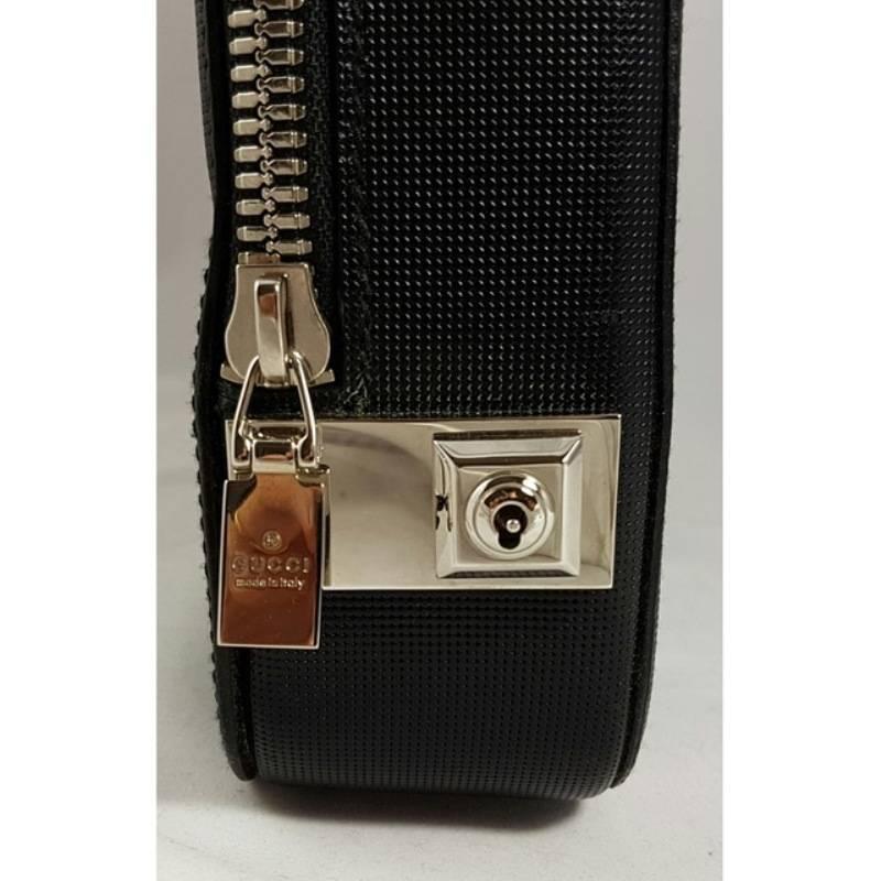 Gucci Overnight Leather Briefcase Black Satchel Bag 2