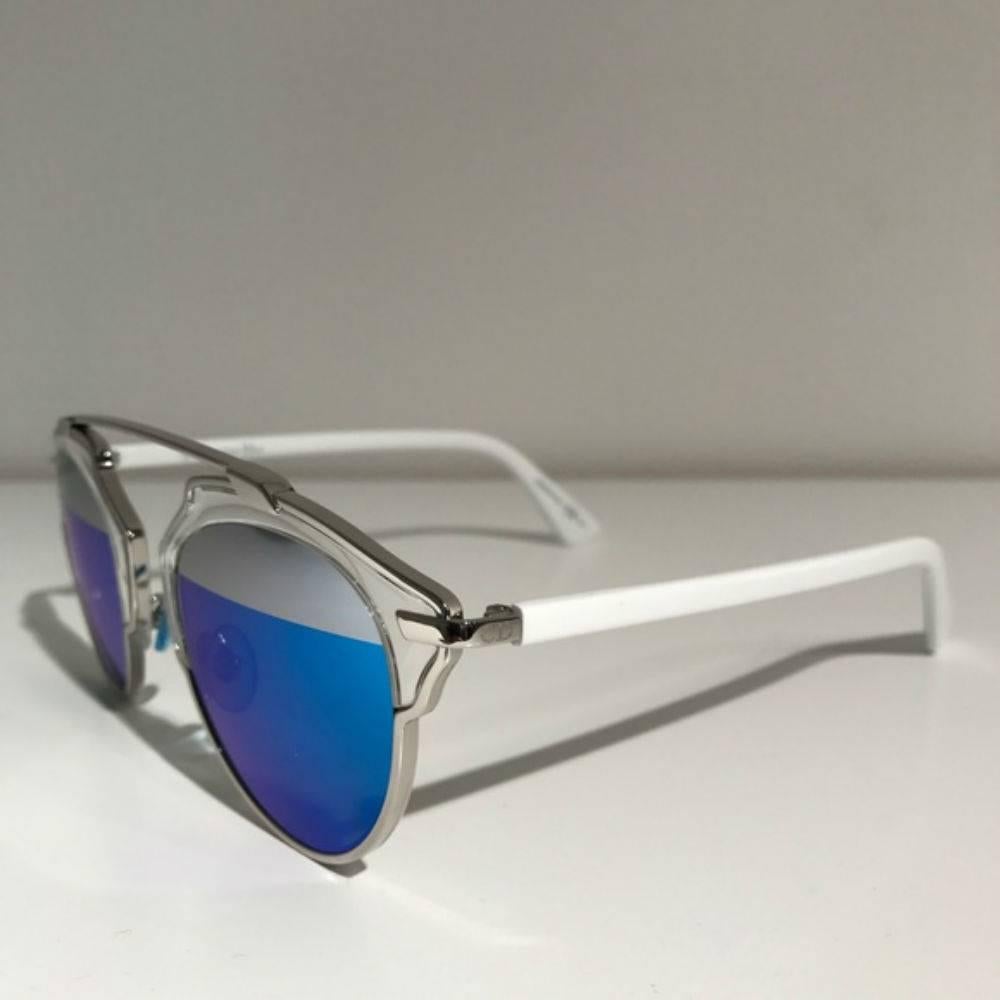 Dior So Real Split Sunglasses White Blue
Perfect condition with box, no cloth. 
Made in Italy.
