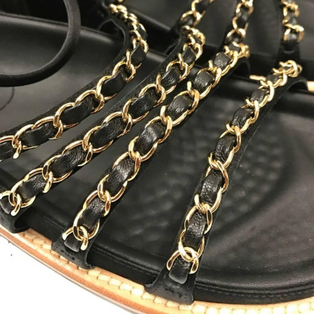 Women's Chanel Braided Leather Sandals 8