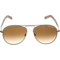 Used Tom Ford FT0448 33F 56 Cody Shiny Silver With Marbled Brown Arms Sunglasses