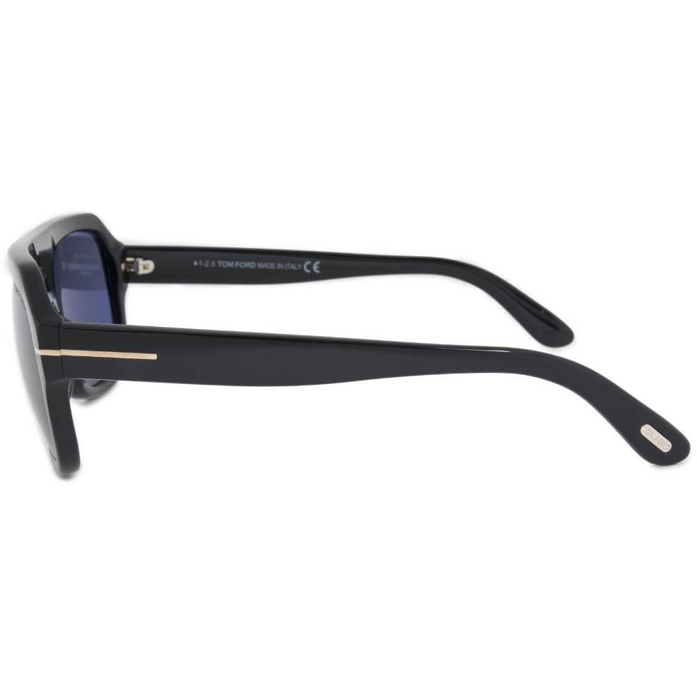 Tom Ford FT0465 01V 59 Omar Shiny Black Sunglasses In New Condition For Sale In Los Angeles, CA