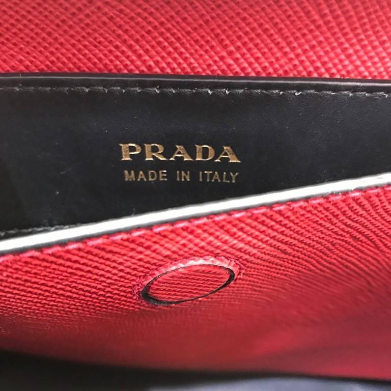 Women's Prada Saffiano Cuir Leather Double Bag Tote Red For Sale