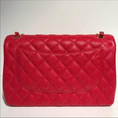 Chanel Super Rare Red Caviar Jumbo Shoulder Bags