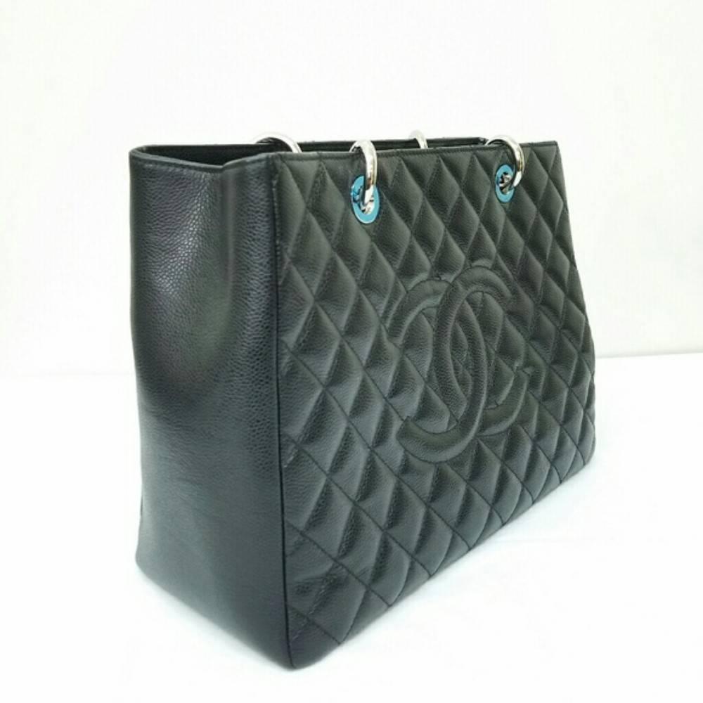 Black Chanel Caviar Quilted Grand Shopping Tote GST