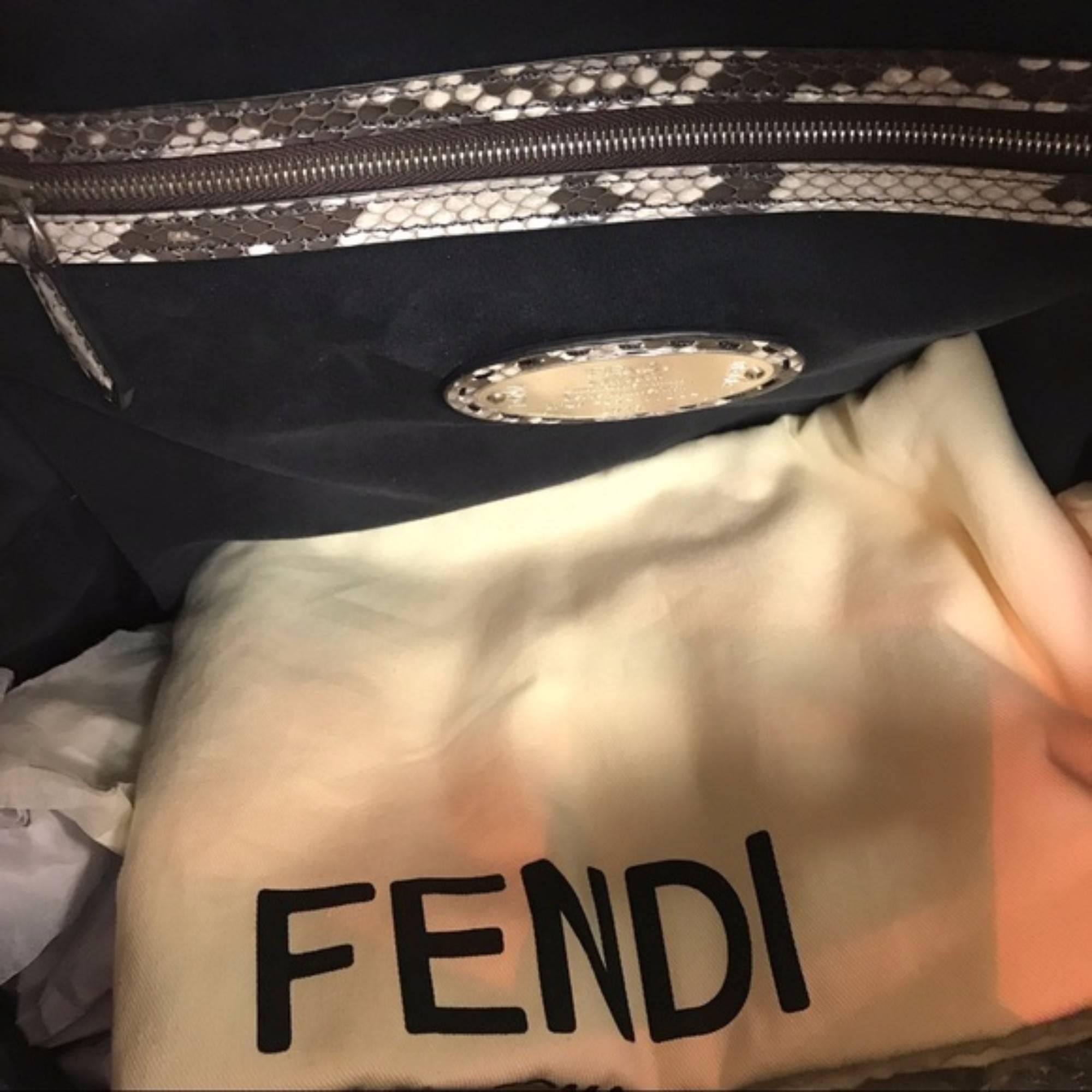 Black Fendi Selleria Python Backpack (Gray/White, Size - OS) For Sale