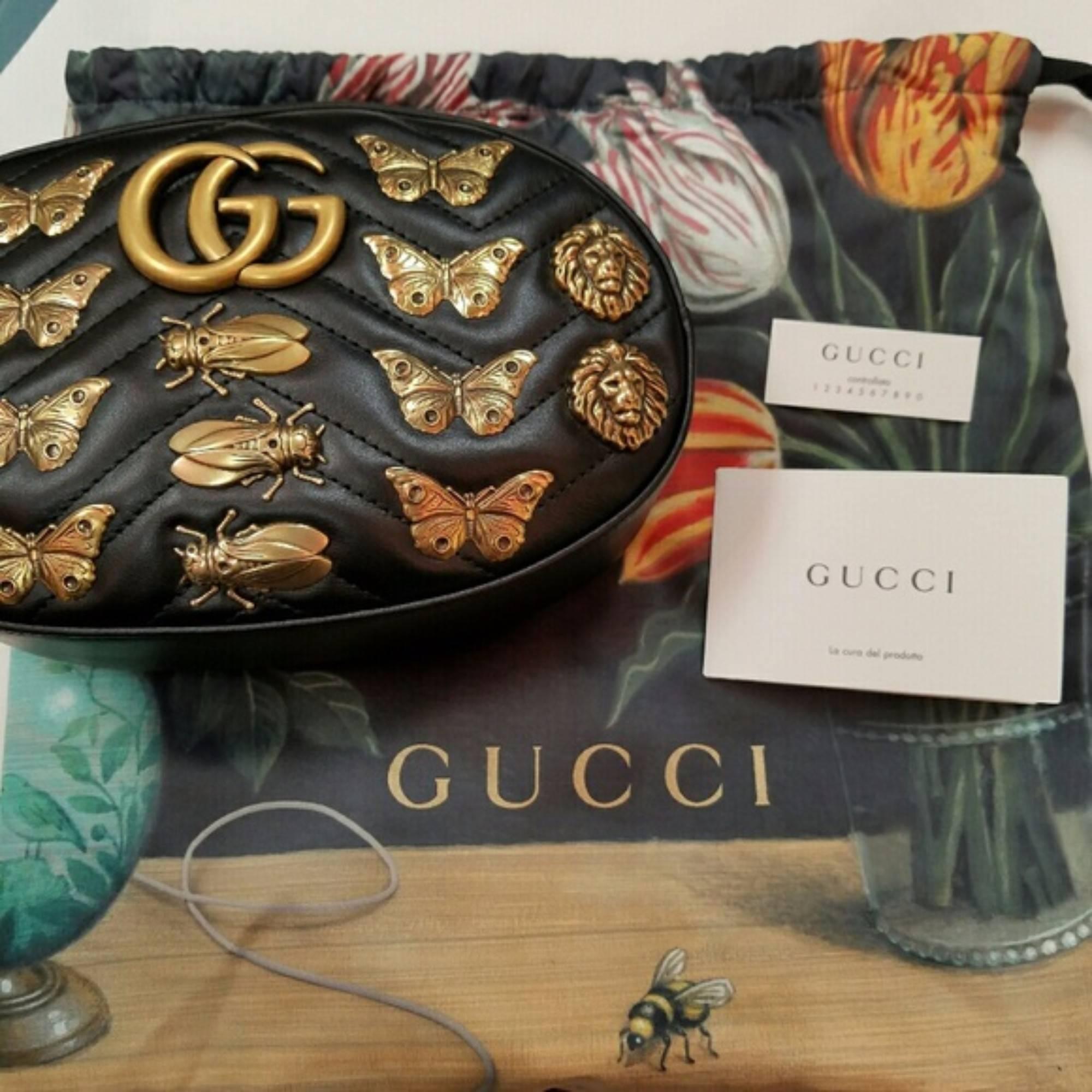 Gucci Matelasse Marmont Belt Bag (Black, Size - OS) For Sale 3