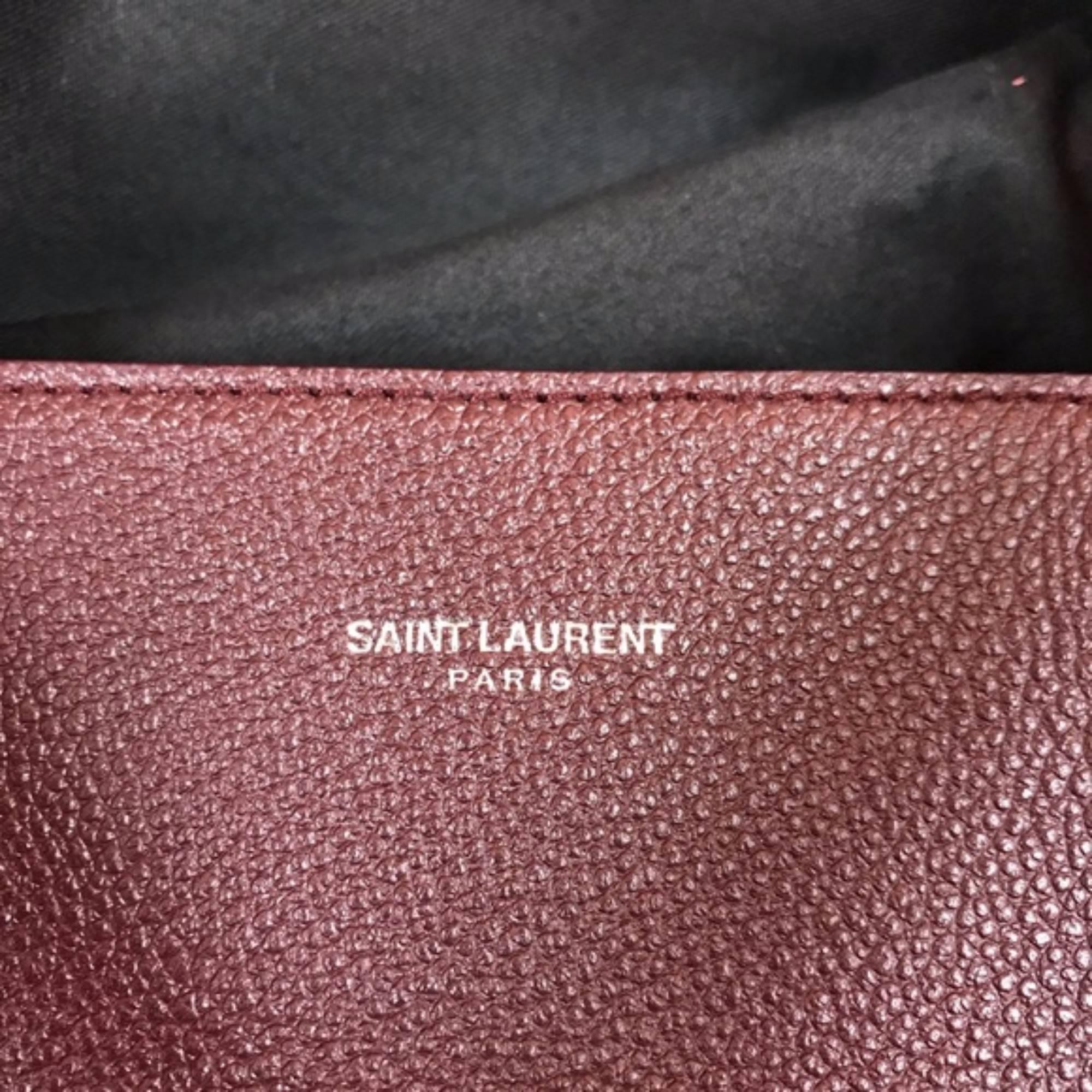 Black Saint Laurent Cabas Burgundy Bag (Red, Size - 14