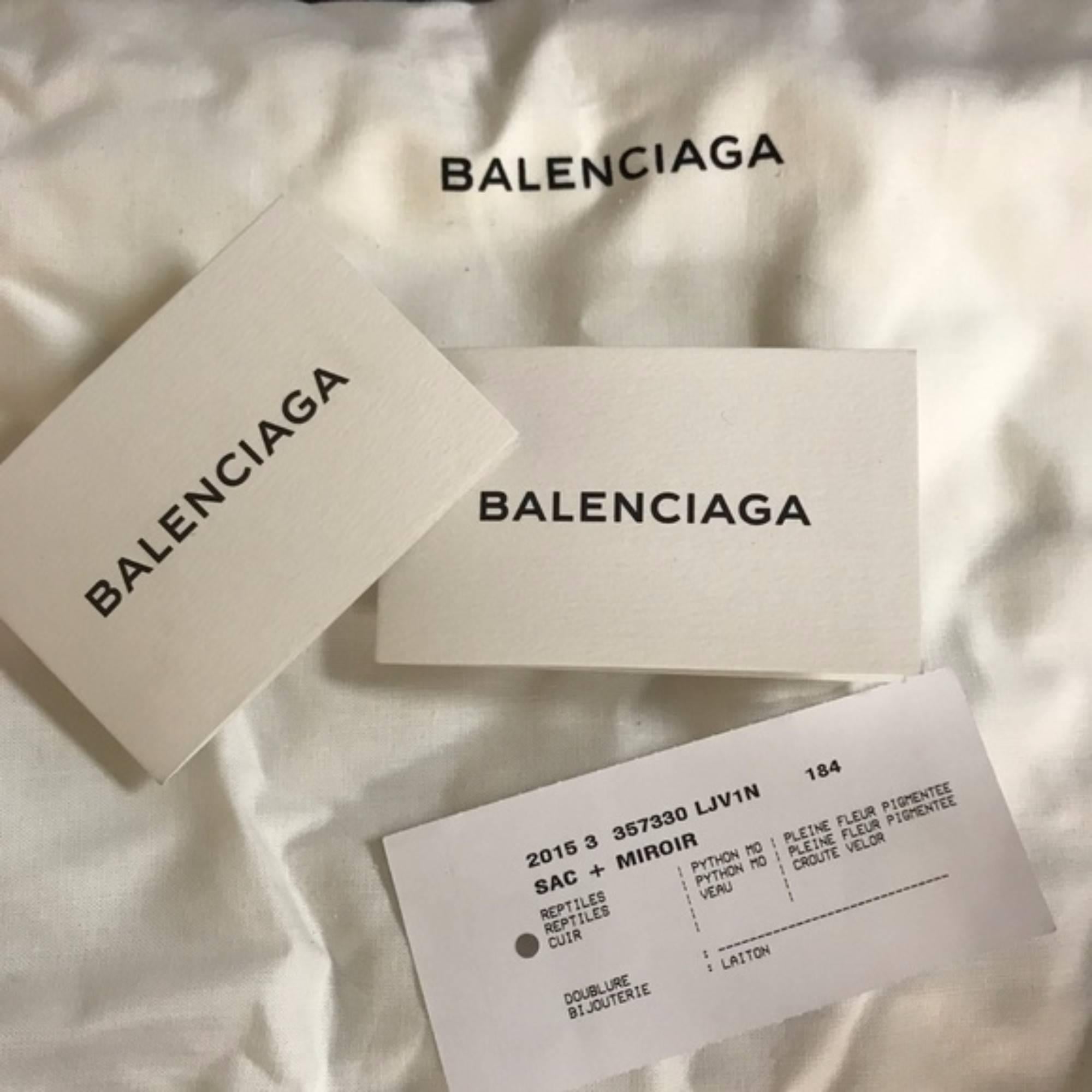 Women's Balenciaga Python Papier Leather Bag (Black, Size - 11.5x12