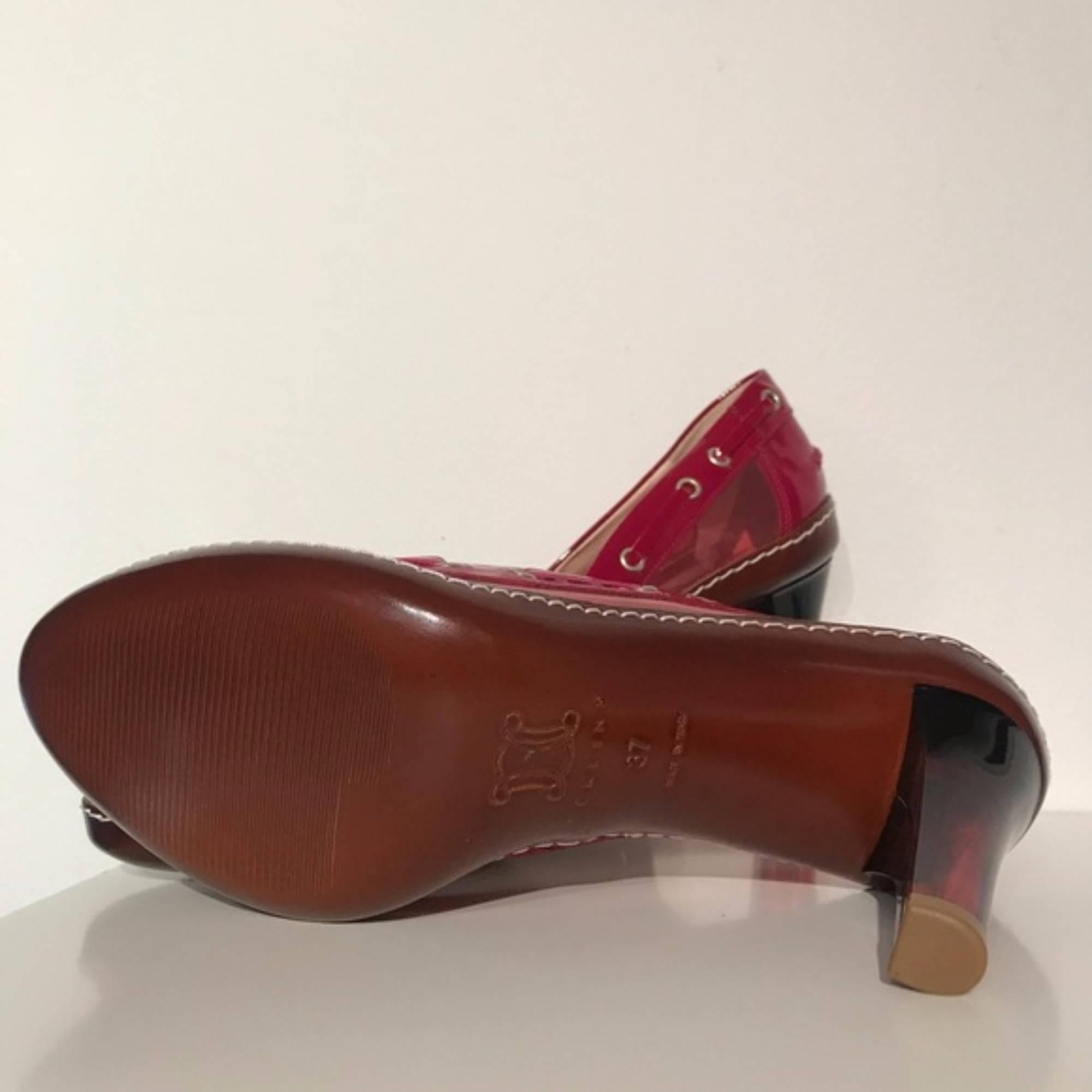 Brown Celine Magenta Pumps 80 NIB Heels (Pink, Size - 7)