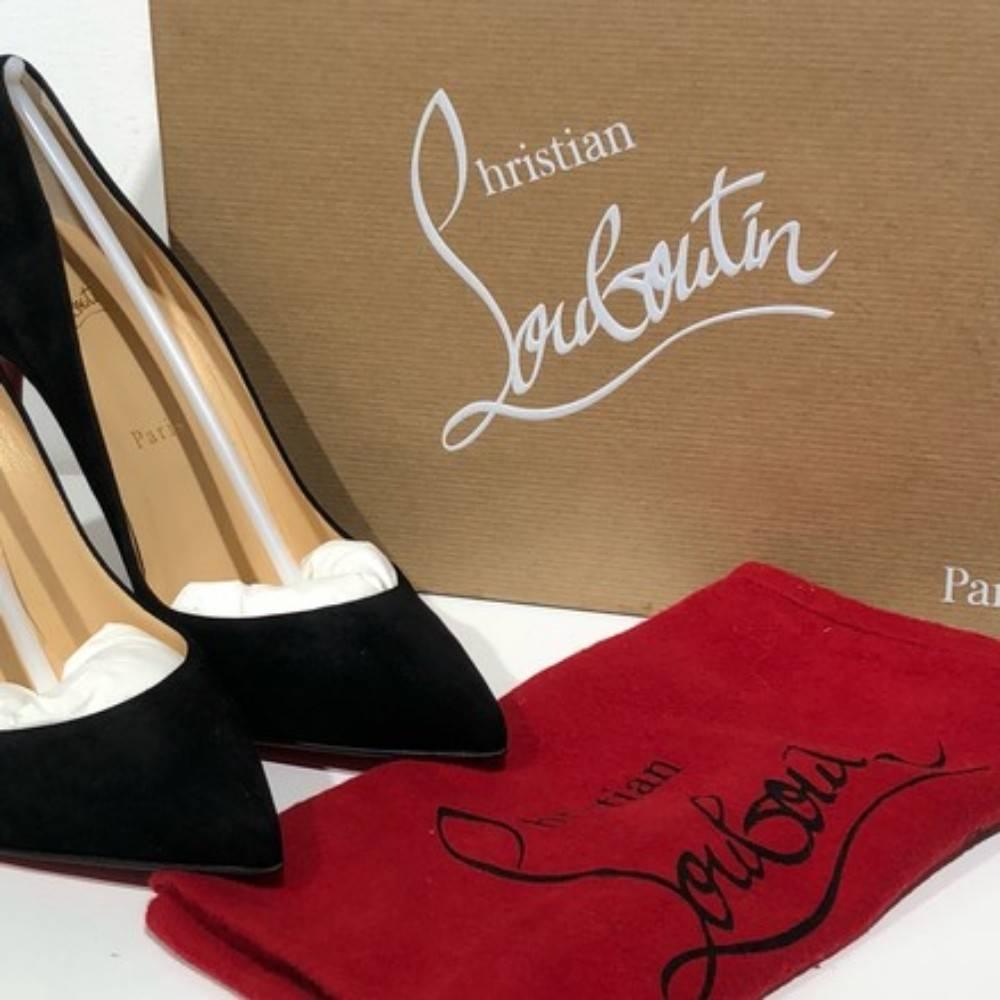 Christian Louboutin Pigalle Follies 100 Suede-Leather Black Pumps (Size - 9.5) 2