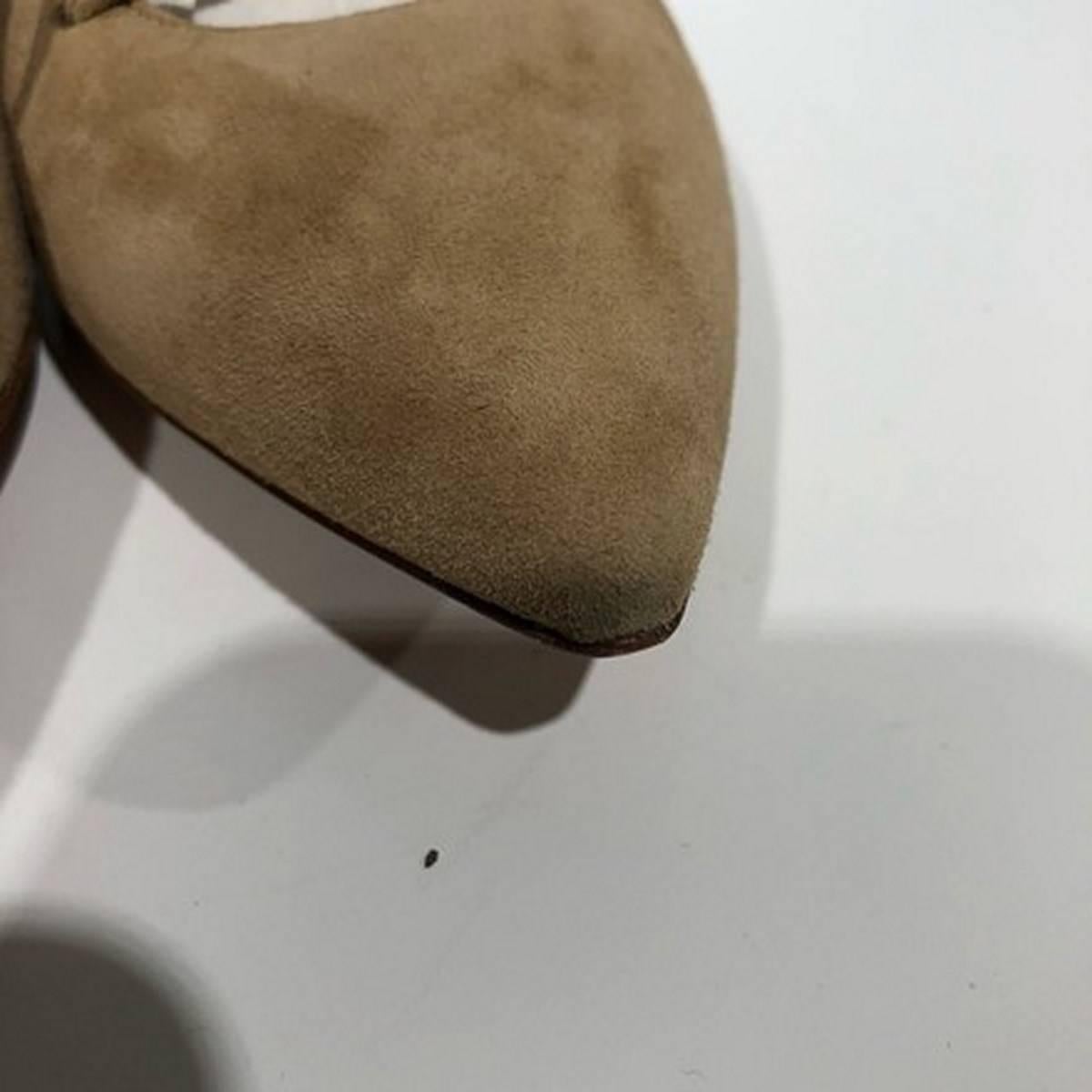 Aquazzura Nude Belgravia Suede Leather Flats (Size - EU 39) For Sale 3