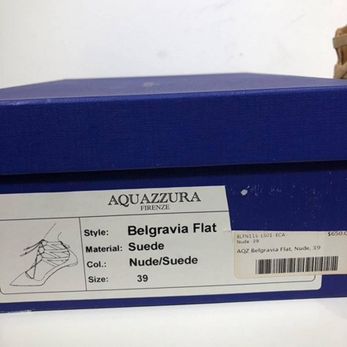 Aquazzura Nude Belgravia Suede Leather Flats (Size - EU 39) For Sale 4