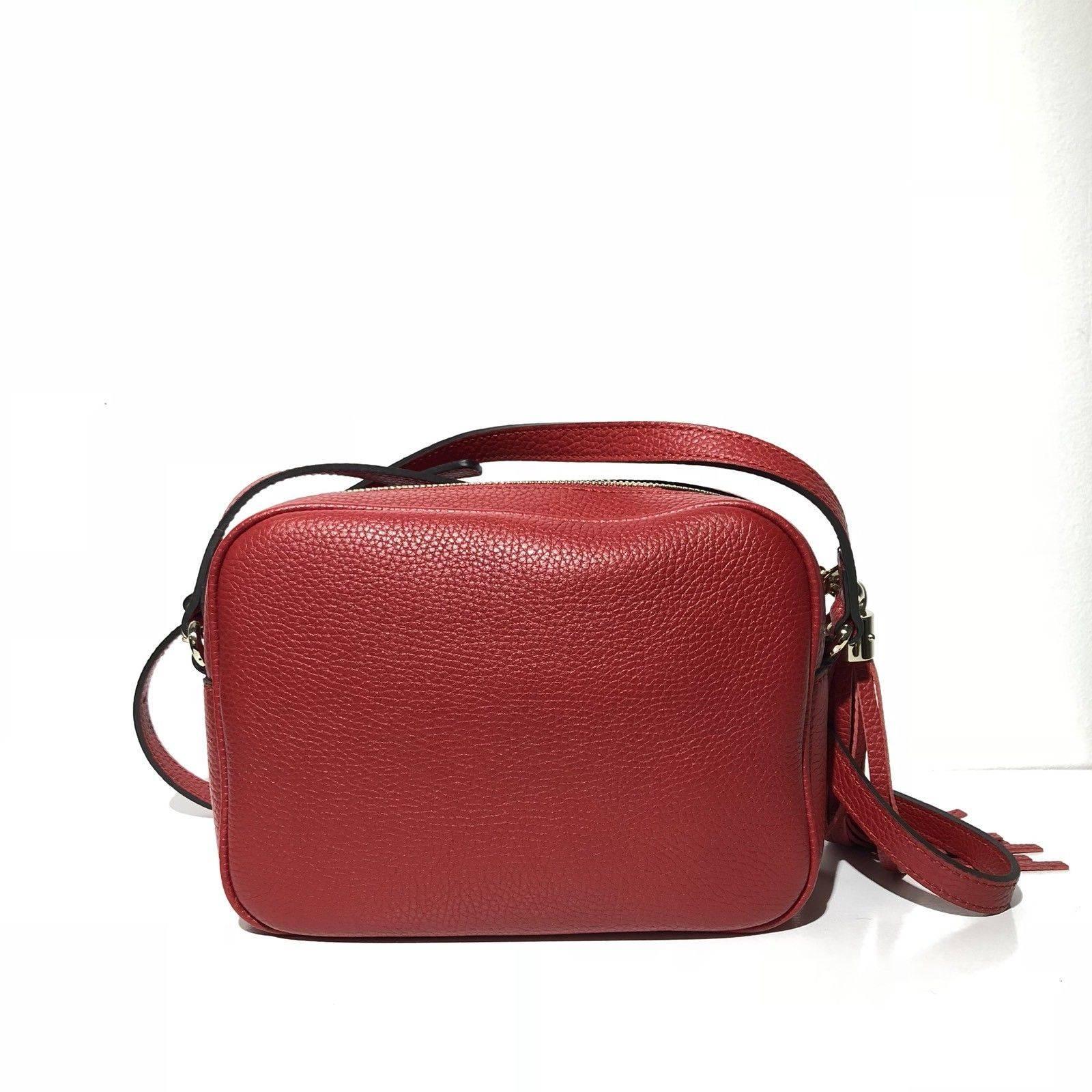 Gucci Soho Disco Leather Shoulder Crossbody Bag RED NEW
Brand new with cards and dustbag.
Made in Italy.
6 H X 2.5 D X 8 L
