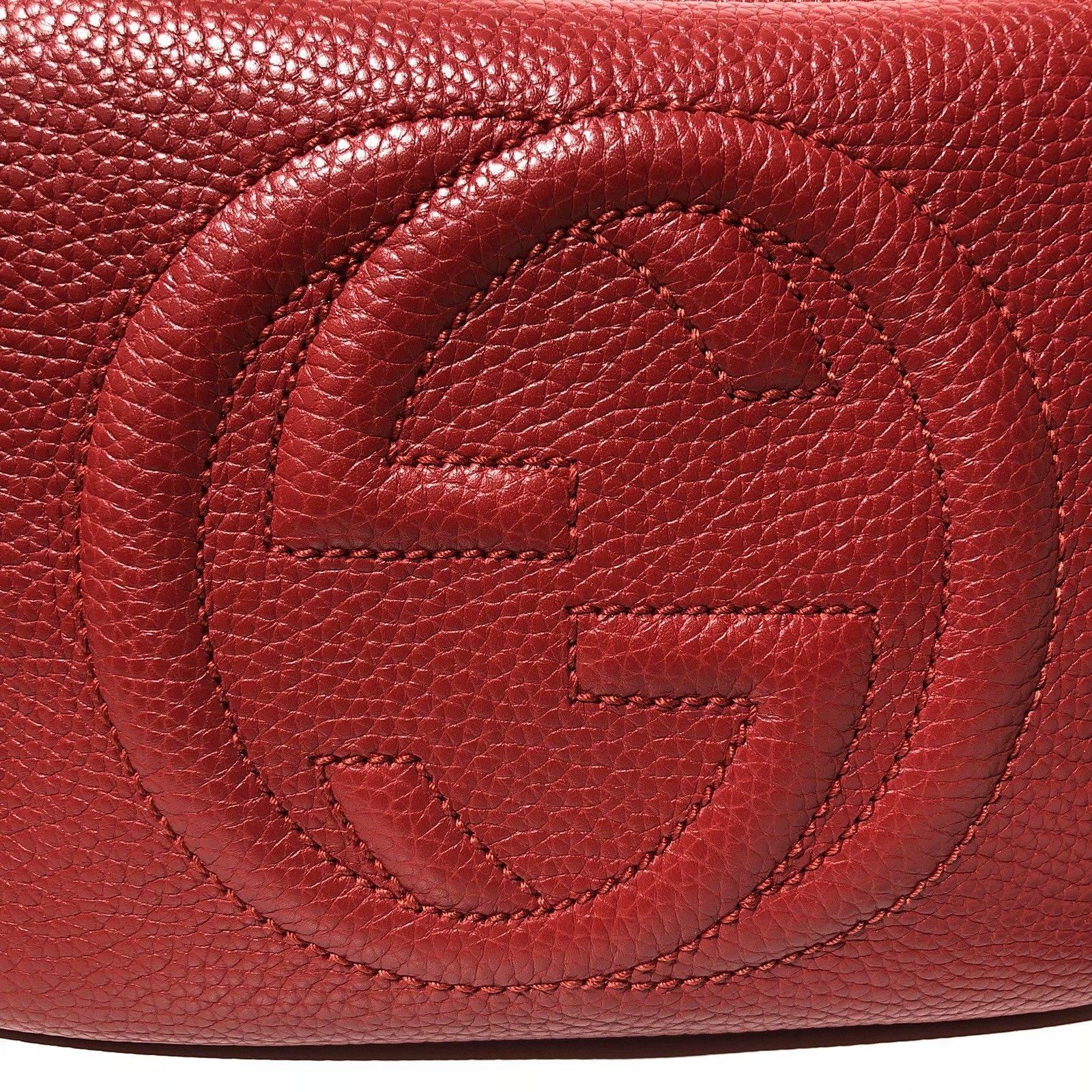 Gucci Soho Disco Leather Shoulder Crossbody Bag red new 4