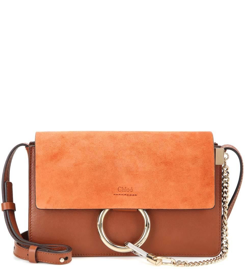Chloe Faye Small Suede And Leather Shoulder Bag In New Condition For Sale In Los Angeles, CA
