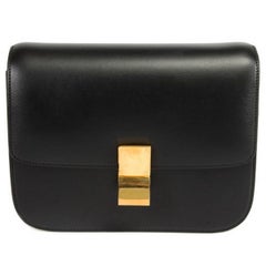 Celine Box Black Calfskin Shoulder Bag - Medium