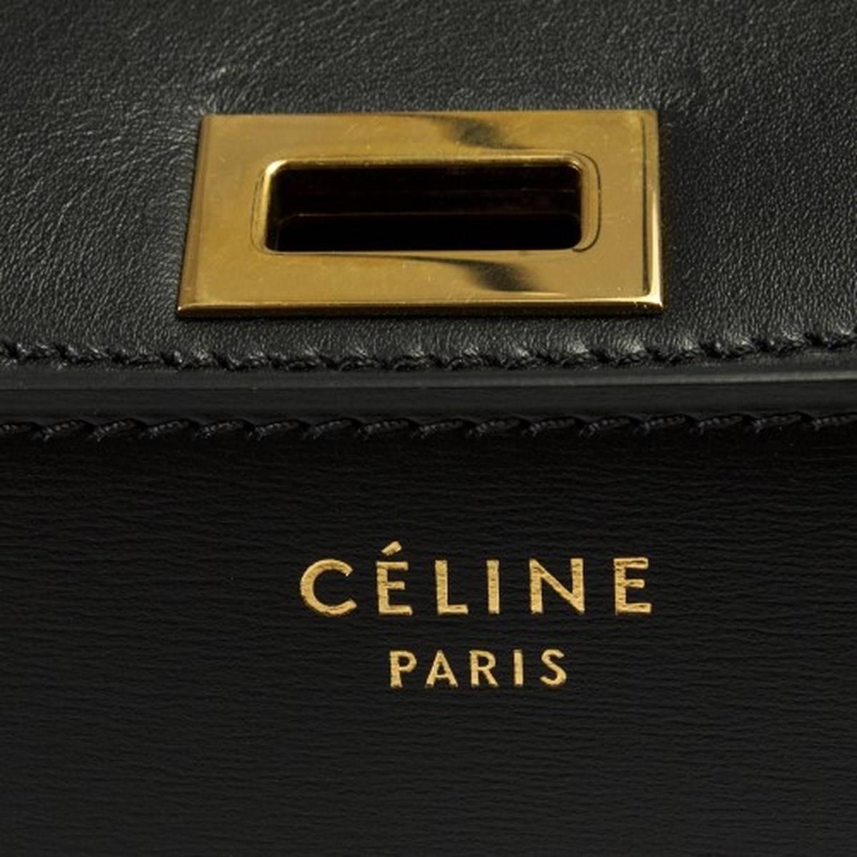 Celine Box Black Calfskin Shoulder Bag - Medium In New Condition For Sale In Los Angeles, CA