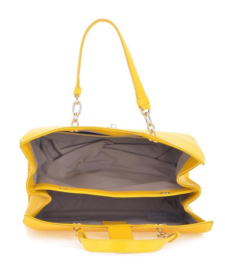 Women's Pebble Leather Yellow Tote Bag For Sale