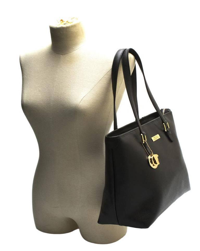 Versace Collection Leather Black Tote Bag In New Condition In Los Angeles, CA