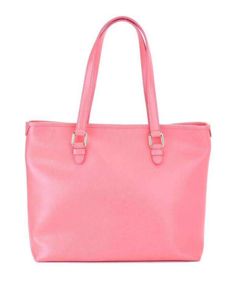 Versace Collection Leather Shopper Tote Bag, Coral

Designed in saffiano leather, this Versace Collection shopper tote is an oversized design perfect for a woman who loves to take everything with her. With a zippered top and generous interior, you