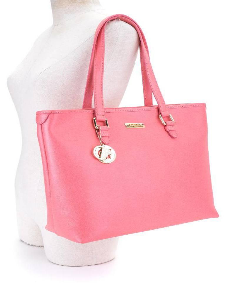 Pink Leather Coral Tote Bag