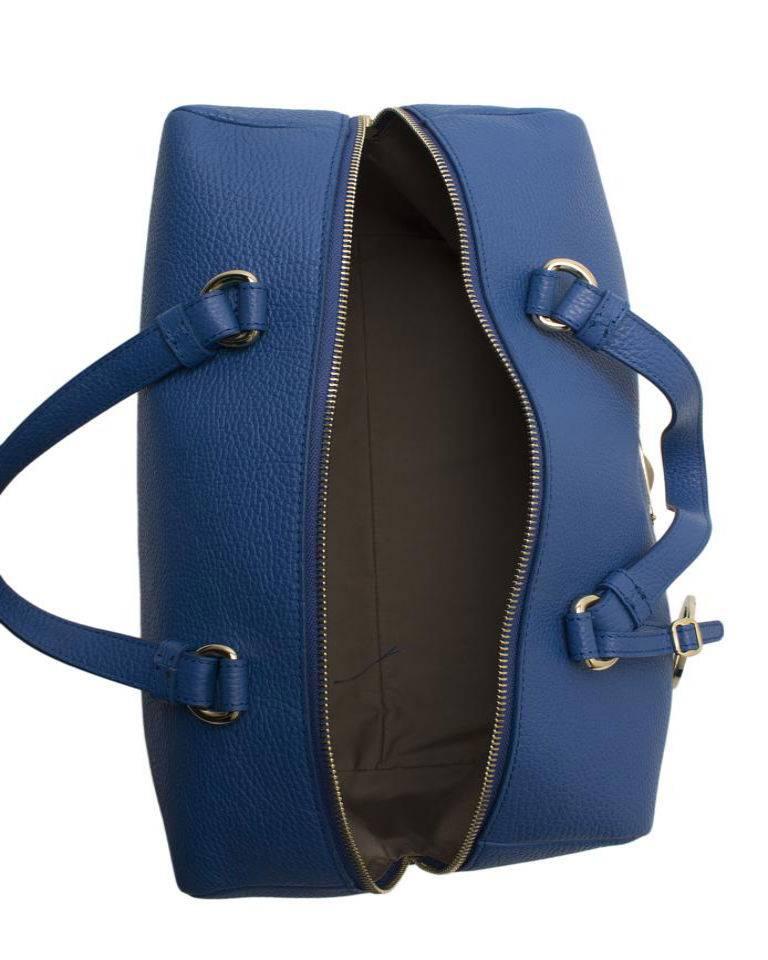 Women's Versace Collection Leather Crossbody Blue Satchel For Sale