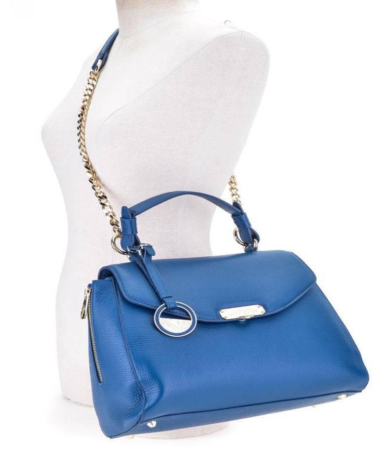 Pebble Leather Blue Satchel In New Condition In Los Angeles, CA