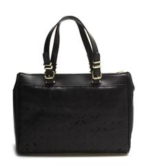 Laser Cut Leather Black Tote Bag