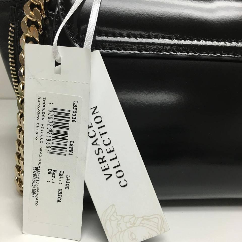Women's Versace Collection Patent Leather Mini Black Satchel