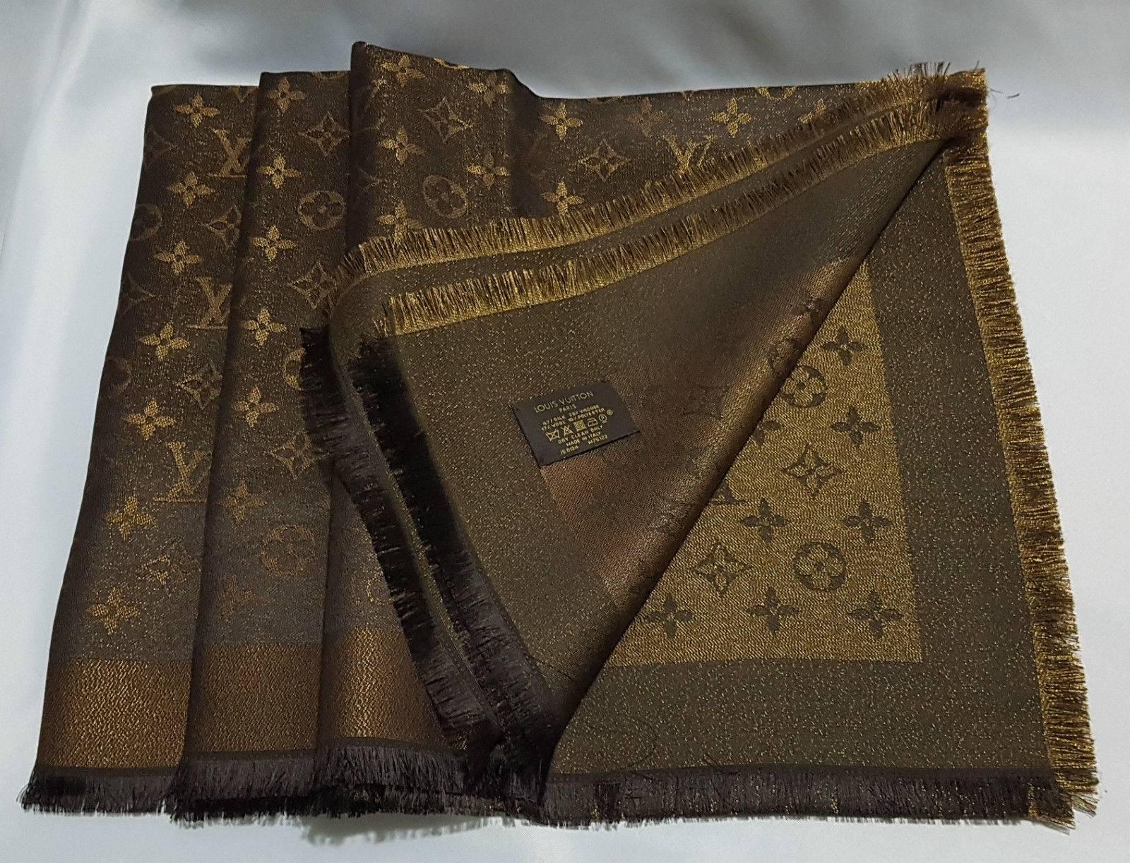 Louis Vuitton Monogram Shawl Brown Lurex - M75122 2