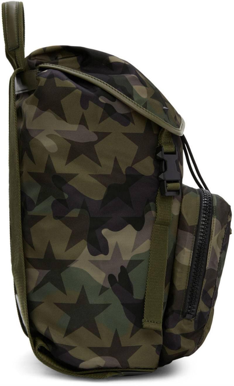 Valentino Camustars Backpack, Green Nylon In New Condition For Sale In Los Angeles, CA