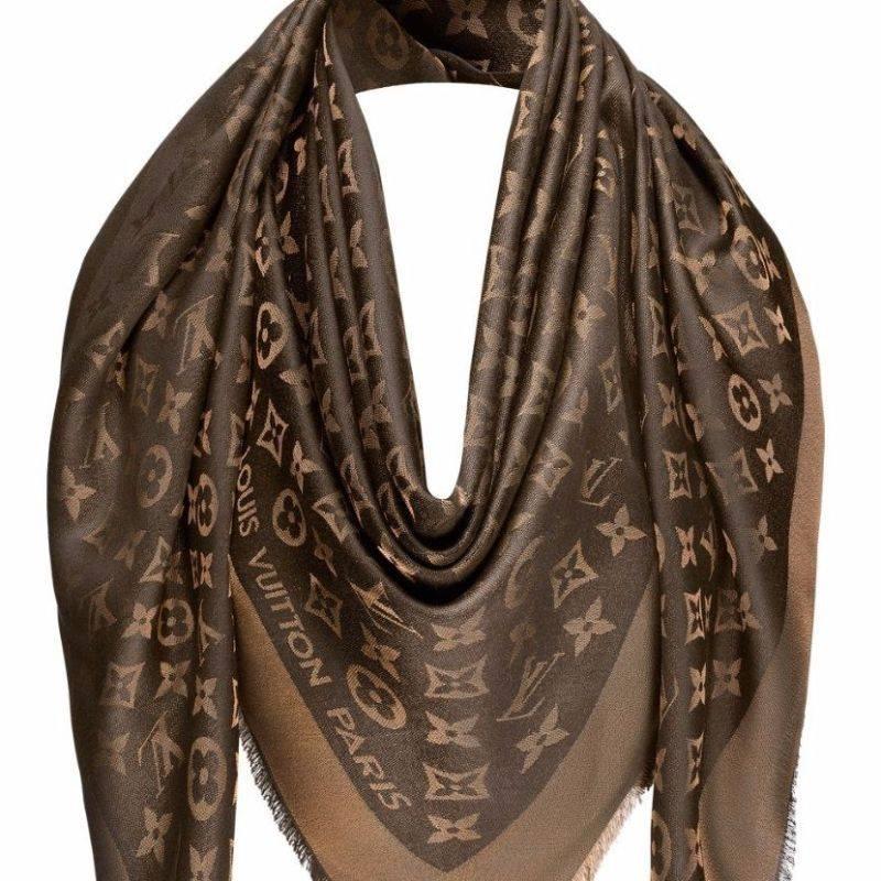 Women's Louis Vuitton Monogram Shawl Brown Lurex - M75122 For Sale