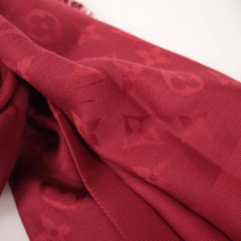 louis vuitton Monogram Shawl red pomme d'amour Silk Wool ref.159101 - Joli  Closet