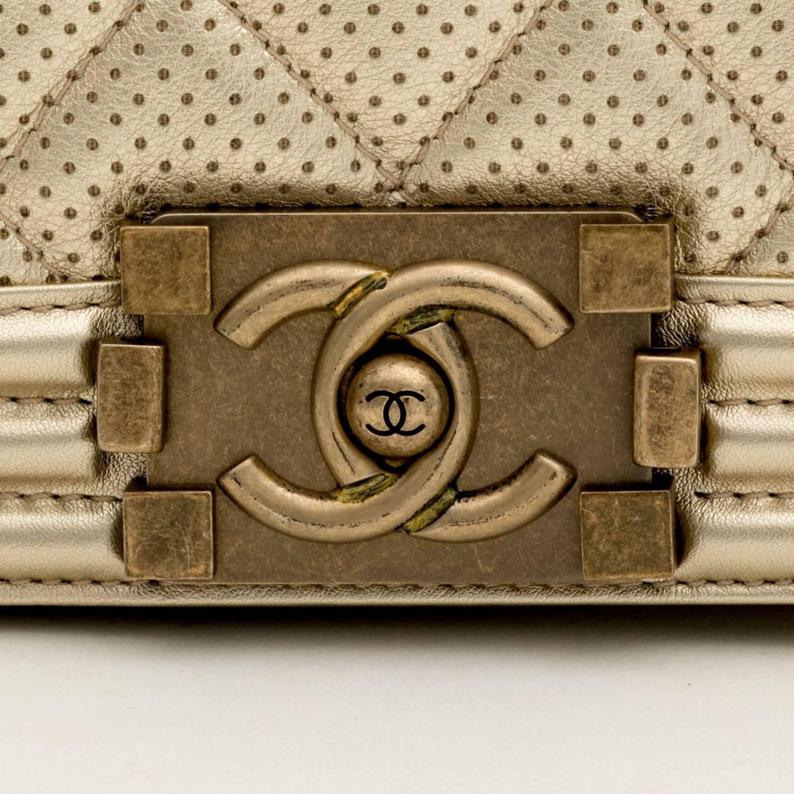 Chanel Perforated Quilted Leather Gold 2