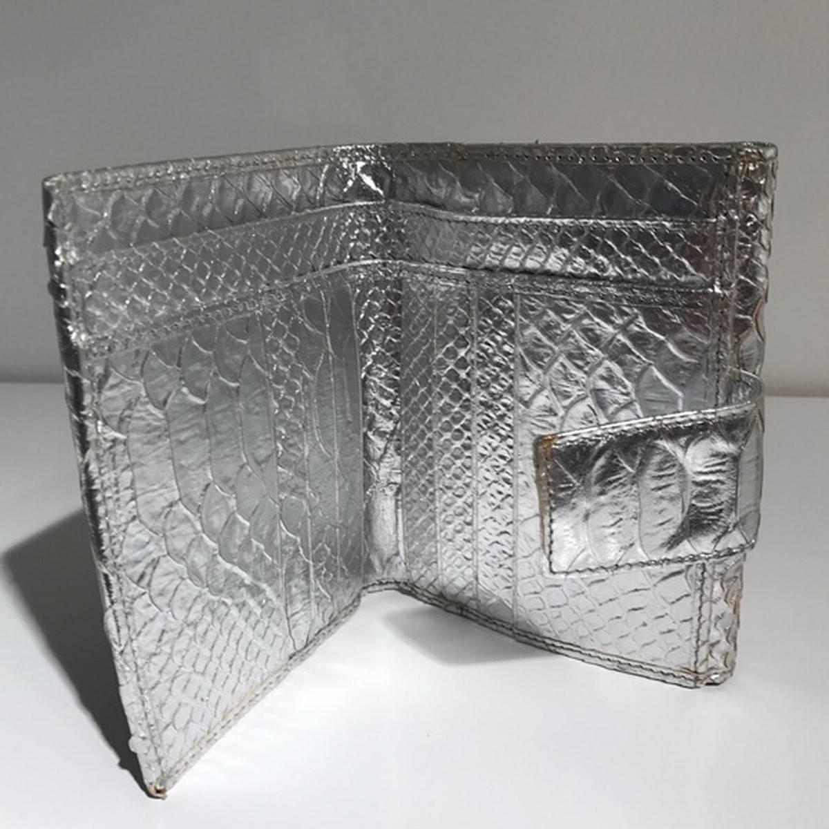 Black Roberto Cavalli Snakeskin Silver Wallet For Sale