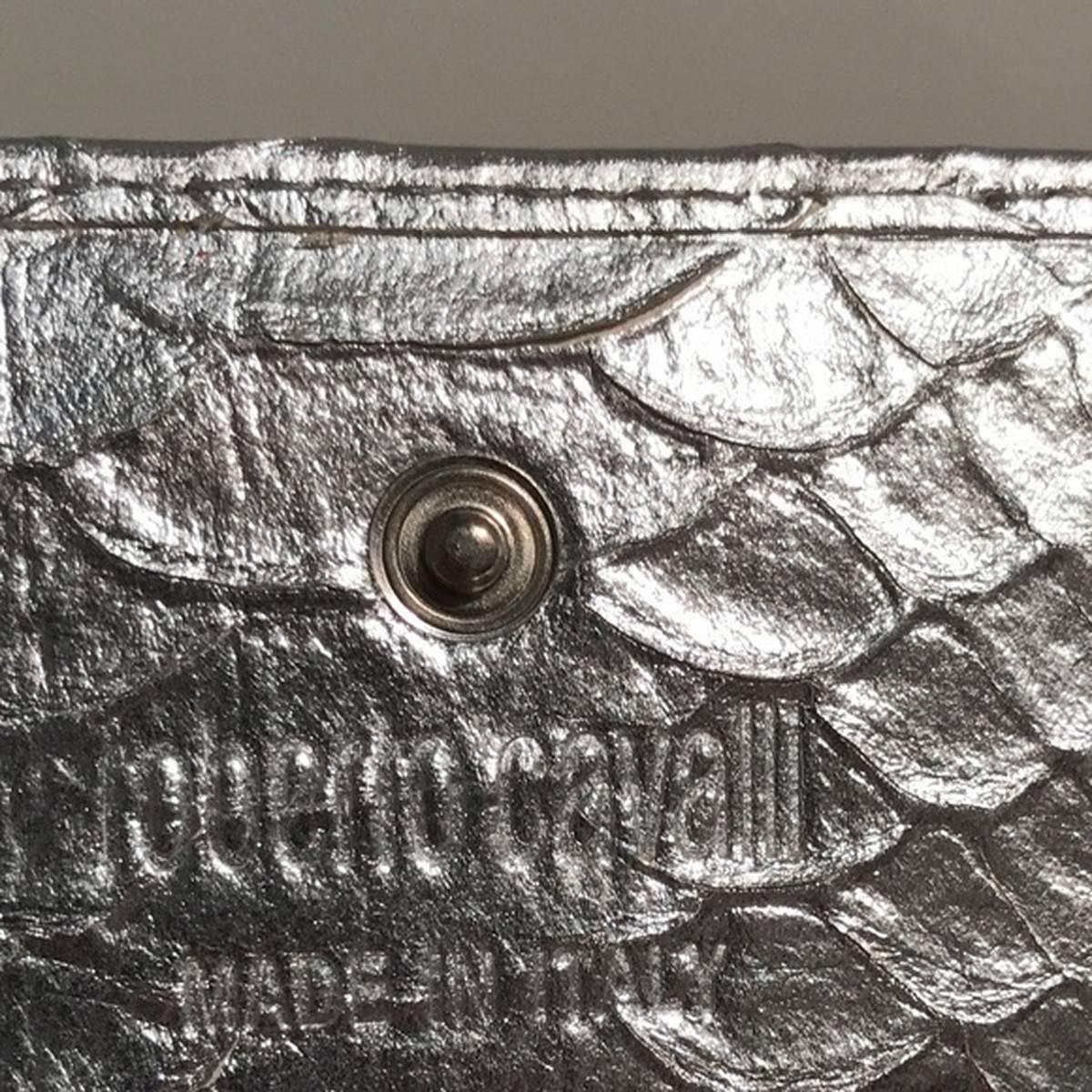 Women's Roberto Cavalli Snakeskin Silver Wallet For Sale