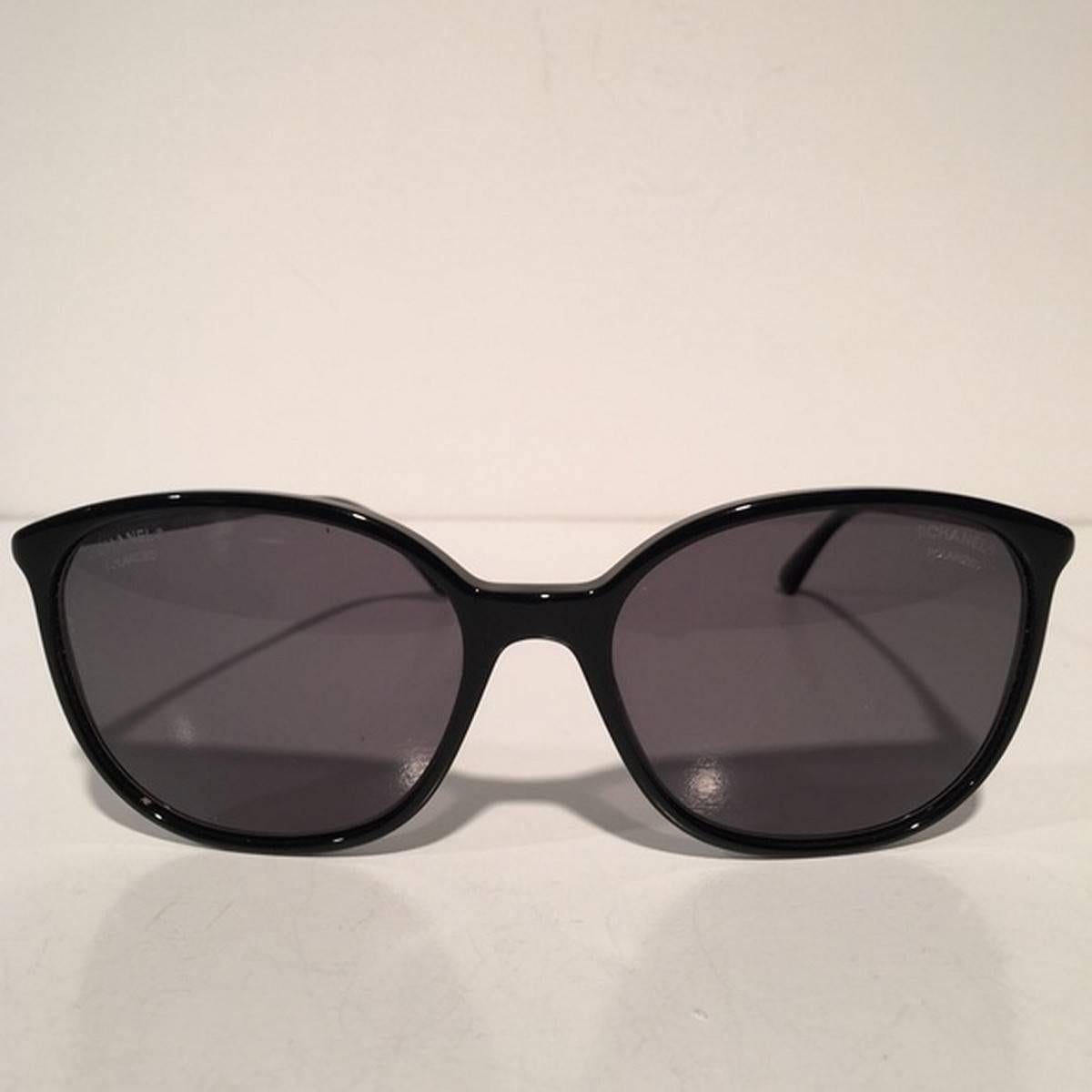 Chanel Black Wayfarer Polarized Crystal Sunglasses at 1stDibs