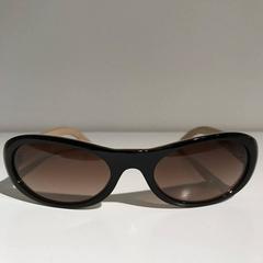 Chanel Quilted Leather Sunglasses, Cream-Black