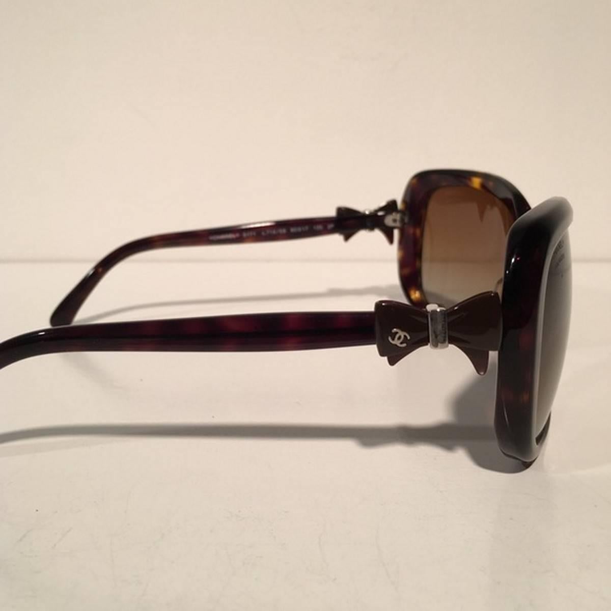 Black Chanel Brown Square Polarized Sunglasses
