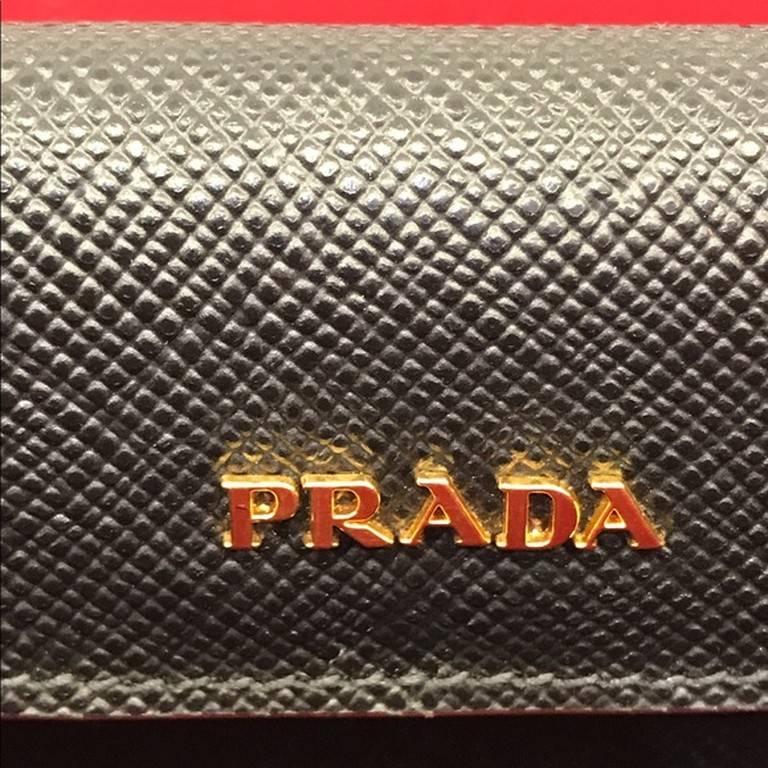 Prada Saffiano Cuir Leather Double Bag Tote Black 2