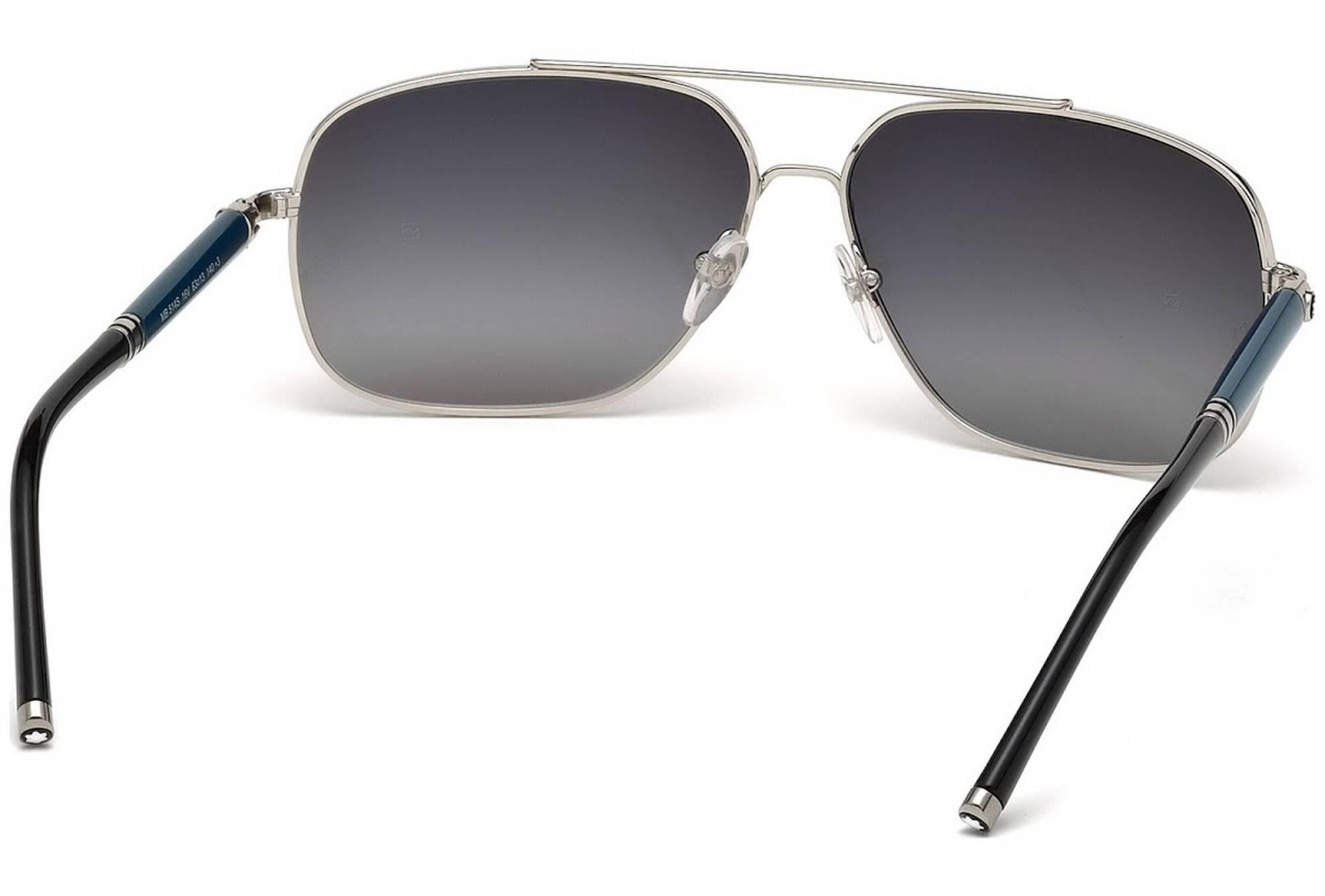 Men's Montblanc MB514S-16V-63 Metal Shiny Palladium - Blue Sunglasses For Sale