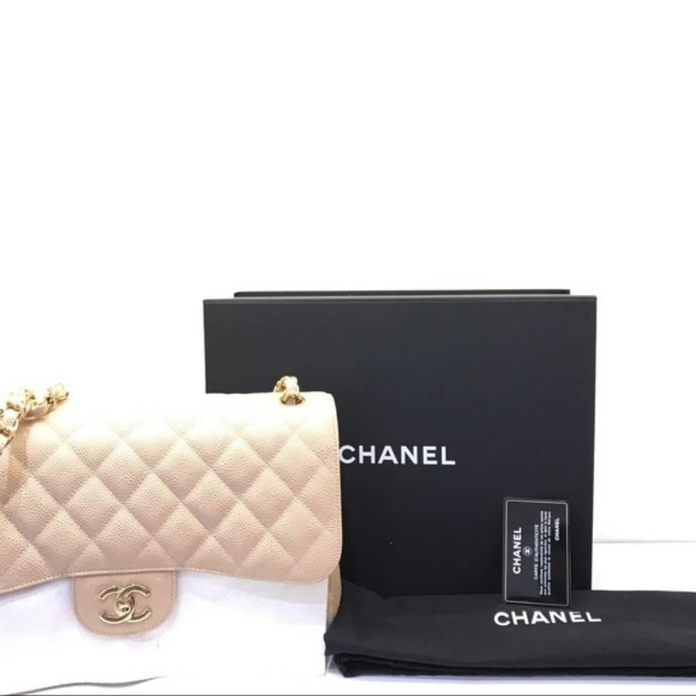 Chanel Jumbo Classic Doubleflap Beige with box For Sale 3
