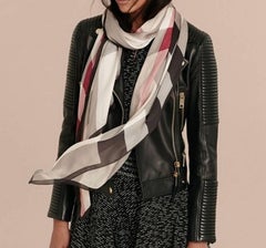 Burberry Check Silk Scarf Silk Scarf Stone