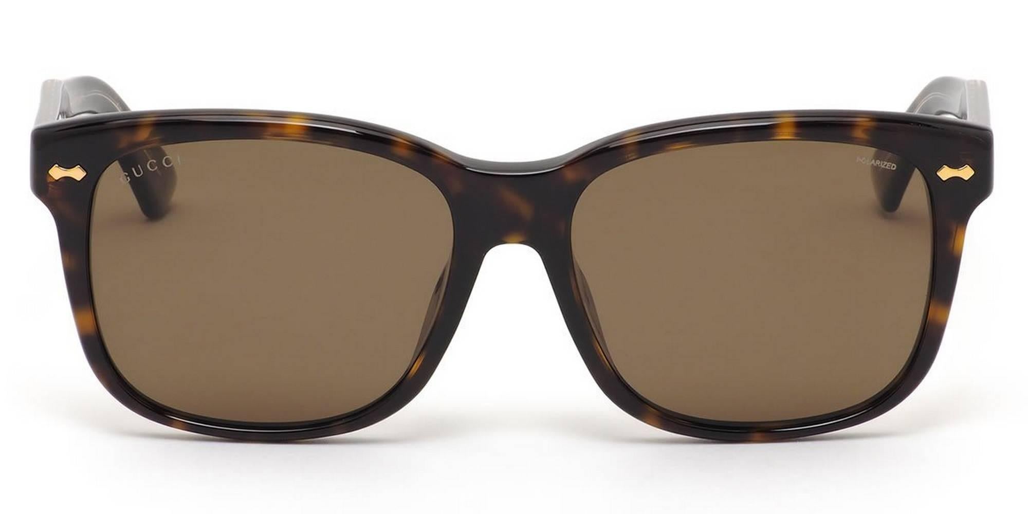 Gray Gucci GG1140FS-KCLSP-57 Dark Havana / Brown Sunglasses For Sale