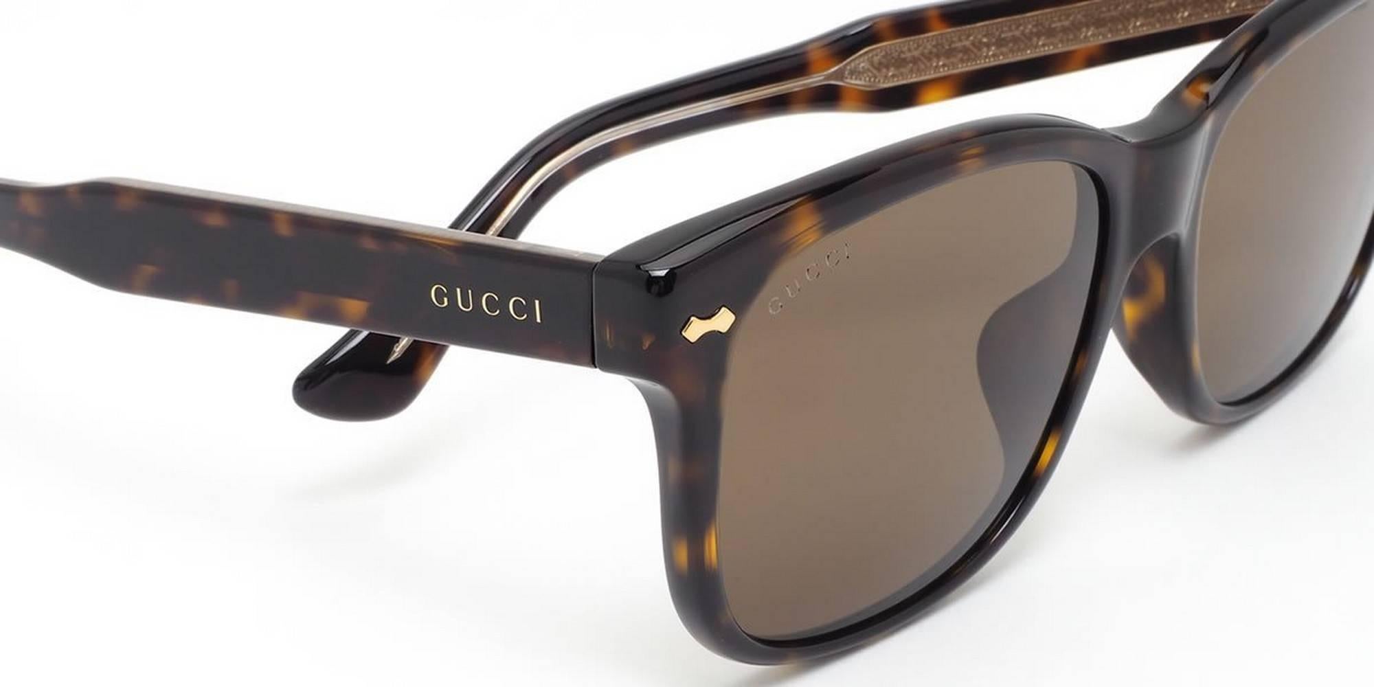 Women's or Men's Gucci GG1140FS-KCLSP-57 Dark Havana / Brown Sunglasses For Sale