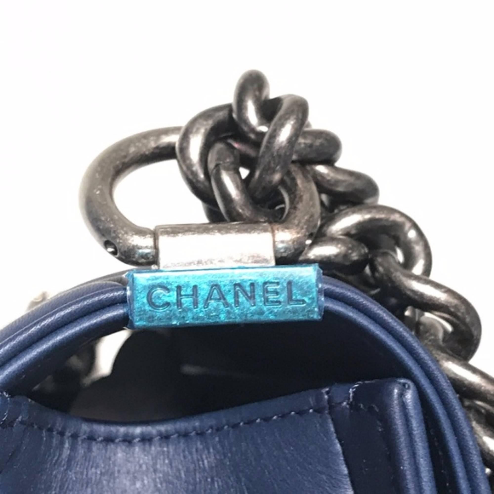 Chanel Painted Chevron Iridescent Small Bag (Blue, Size - Small) In New Condition For Sale In Los Angeles, CA