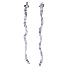 Contemporary 999 Silver Dangle Earrings by Anne Chedeau, France