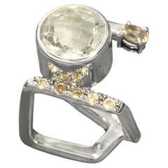 Sequence Ring in Sterling Silver 925 with Green Amethyst & Citrine by SAKRA