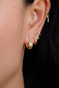 Set of 2 Dew Huggie Hoops in 14K Yellow Gold & Diamond by Alice Son