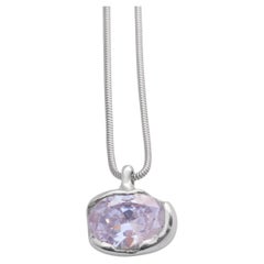 EROSION Pendant Necklace in Recycled Sterling Silver and Sapphire by Allie Early